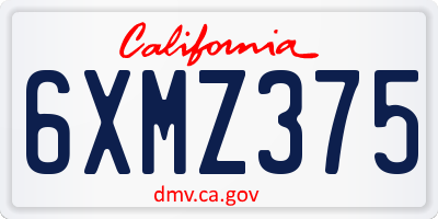 CA license plate 6XMZ375