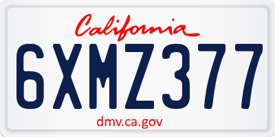 CA license plate 6XMZ377