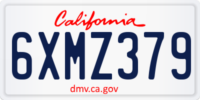 CA license plate 6XMZ379