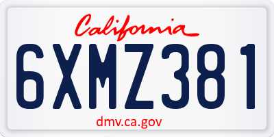CA license plate 6XMZ381