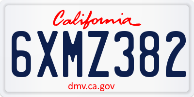 CA license plate 6XMZ382