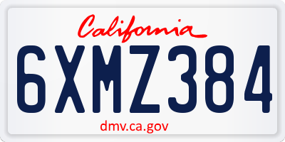 CA license plate 6XMZ384