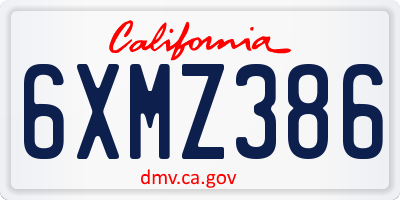 CA license plate 6XMZ386