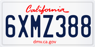 CA license plate 6XMZ388