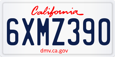 CA license plate 6XMZ390