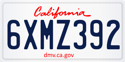 CA license plate 6XMZ392
