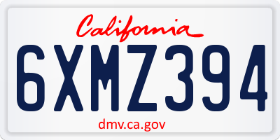 CA license plate 6XMZ394
