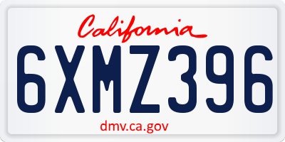 CA license plate 6XMZ396