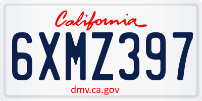 CA license plate 6XMZ397