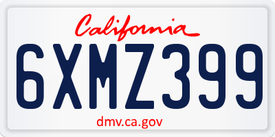 CA license plate 6XMZ399