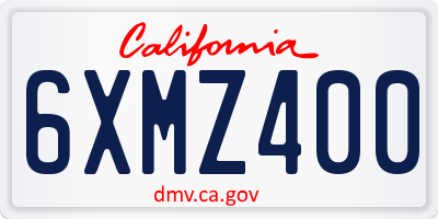CA license plate 6XMZ400
