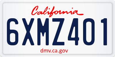 CA license plate 6XMZ401