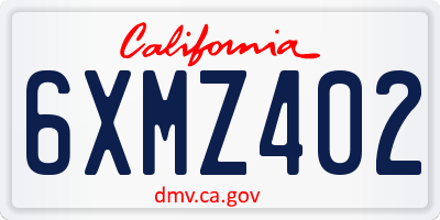 CA license plate 6XMZ402