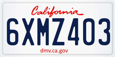 CA license plate 6XMZ403
