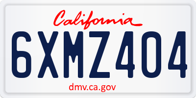CA license plate 6XMZ404