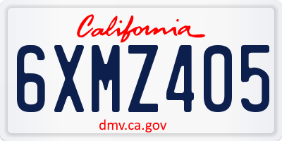 CA license plate 6XMZ405