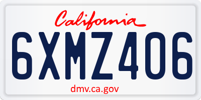 CA license plate 6XMZ406