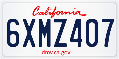 CA license plate 6XMZ407