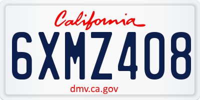 CA license plate 6XMZ408