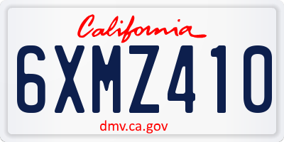 CA license plate 6XMZ410