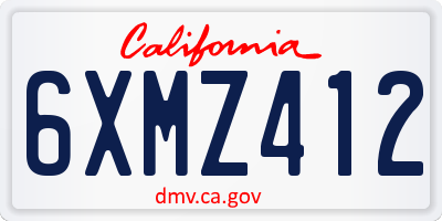 CA license plate 6XMZ412