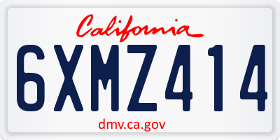 CA license plate 6XMZ414