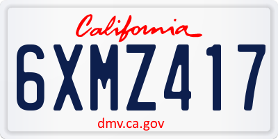 CA license plate 6XMZ417