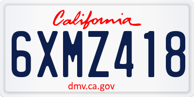 CA license plate 6XMZ418
