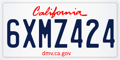CA license plate 6XMZ424