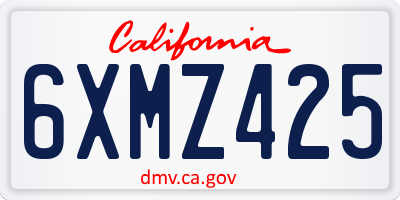 CA license plate 6XMZ425