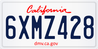 CA license plate 6XMZ428
