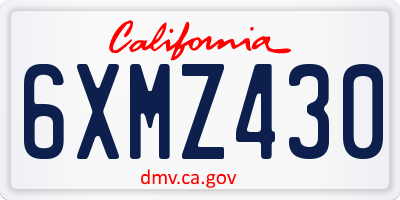 CA license plate 6XMZ430