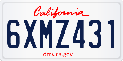 CA license plate 6XMZ431