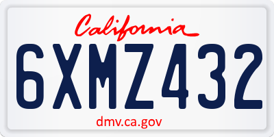 CA license plate 6XMZ432