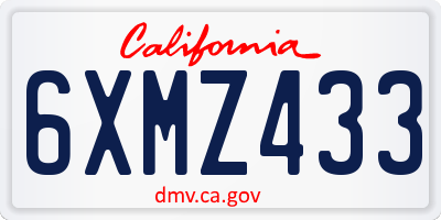 CA license plate 6XMZ433