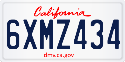 CA license plate 6XMZ434
