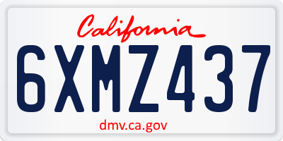 CA license plate 6XMZ437