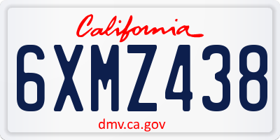 CA license plate 6XMZ438