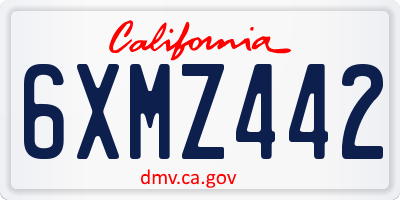 CA license plate 6XMZ442