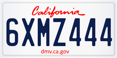 CA license plate 6XMZ444