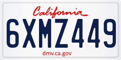 CA license plate 6XMZ449