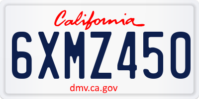CA license plate 6XMZ450