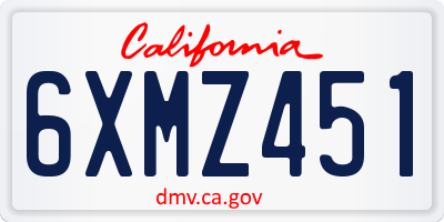 CA license plate 6XMZ451