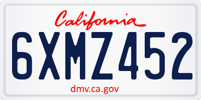CA license plate 6XMZ452