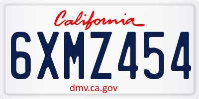 CA license plate 6XMZ454
