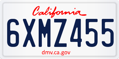 CA license plate 6XMZ455