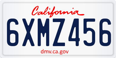 CA license plate 6XMZ456