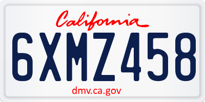 CA license plate 6XMZ458