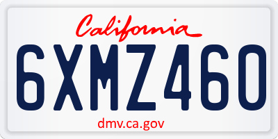 CA license plate 6XMZ460