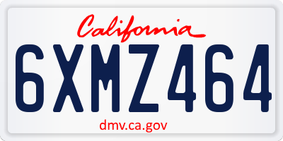 CA license plate 6XMZ464